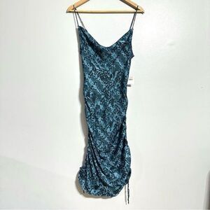 Free People Intimately NEW Women Small Day To Night Slip Dress Indigo Snakeskin